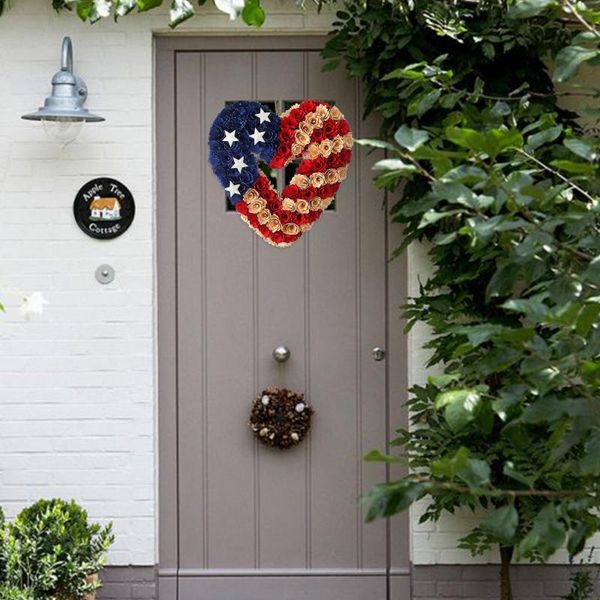 

decorative flowers & wreaths pendants for holiday family doors one way 13-inch heart shaped wood curl patriotic wreath 4th of julys#g30