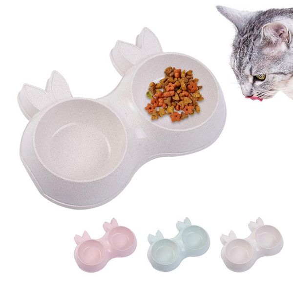 

cute pet bowl creative anti-slip double bowls dog cat for water & feeders