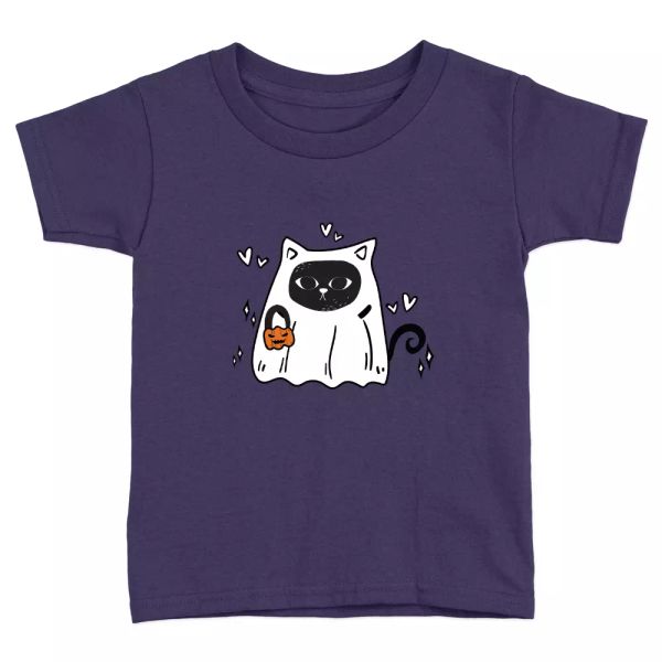 

ghost cat kids t-shirt halloween cute funny joke cat costume present, White;black