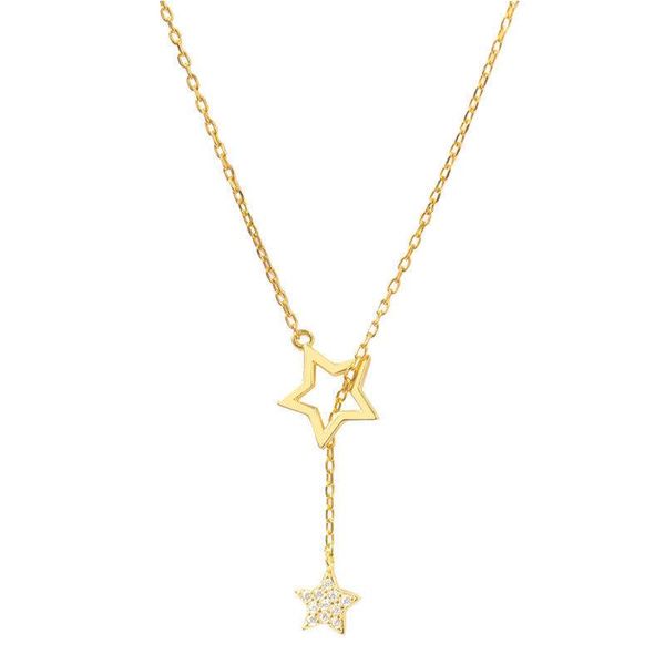 

chains fashionable simple five-pointed star pendant necklace fashion hypoallergenic lady tassel clavicle chain jewelry accessories, Silver