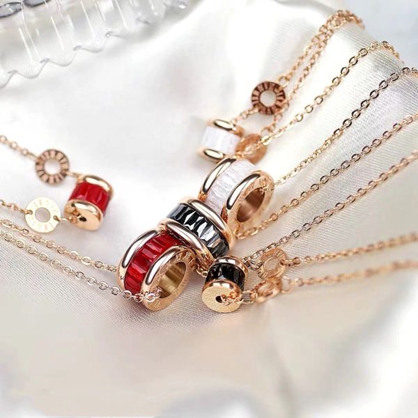 

titanium steel roman numerals cryolite small cylinder necklace fashion simple jewelry pendant bracelet, Silver