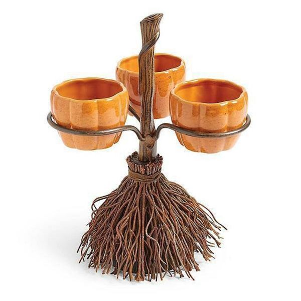 

bowls creative trends halloween broom pumpkin snack bowl holder decorations