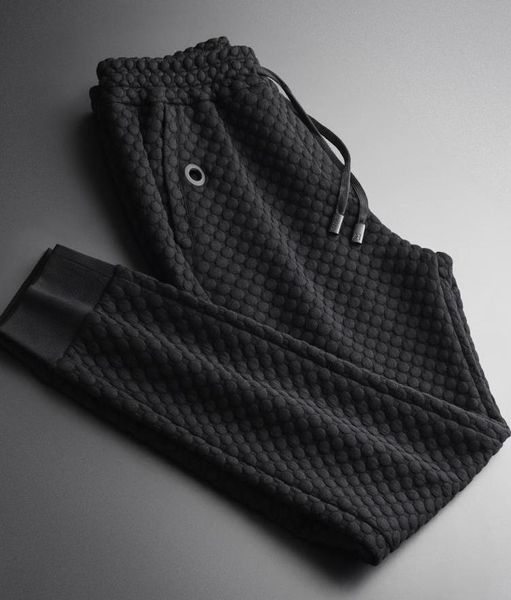 

men's pants thicken man luxury 3d dot design ankle-length plus size 3xl 4xl autumn drawstring waist casual men, Black