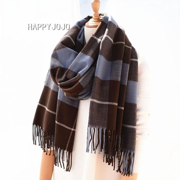 

scarves faux cashmere shawl classic ginger big plaid long scarf cape soft chic fashion casual warm pashmina for women lady, Blue;gray