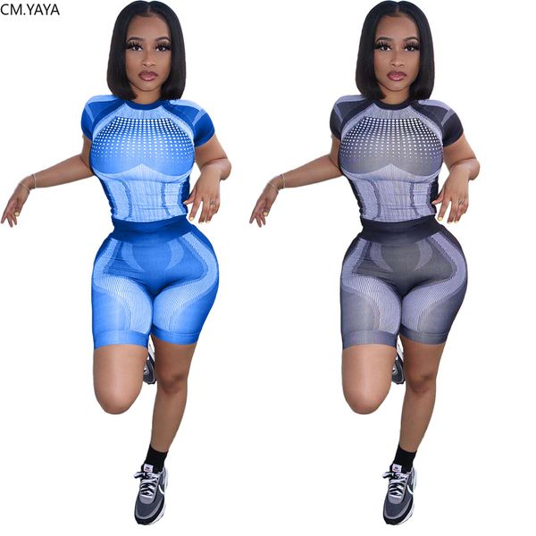 

striped women skinny short sleeve o-ne tee above knee pants suit 2pcs womens sporty set trasuitby air, White