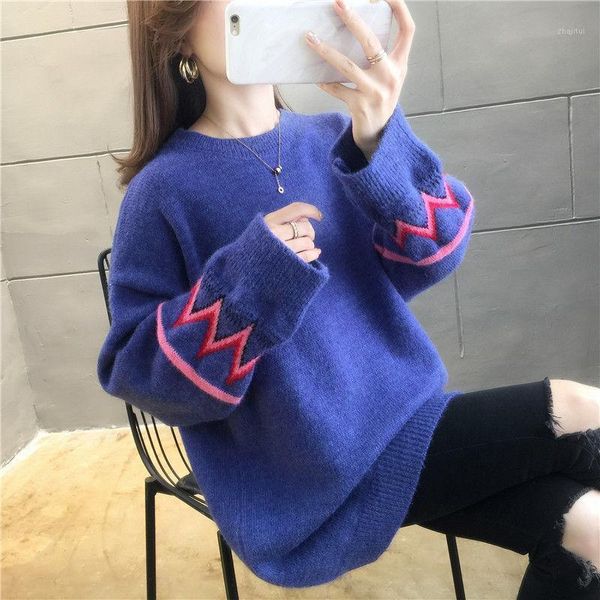 

women's sweaters fashion 2021 women clothing loose casual striped pullovers knitwear autumn winter sweater ladies jumper, White;black