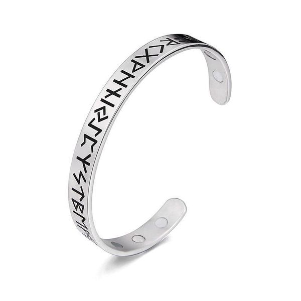 

bangle retro personality viking kyle teslaf open magnetic bracelet casual party jewelry gift, Black
