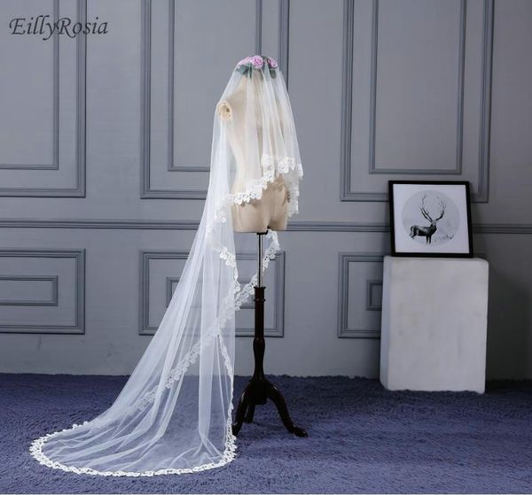 

bridal veils 3.5m long red cathedral wedding muslim style gold lace appliques tulle elegant accesorios mujer, Black