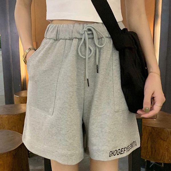

women's shorts women casual loose summer street all-match korean leisure female letter embroidery pants sports bf students chic trouser, White;black