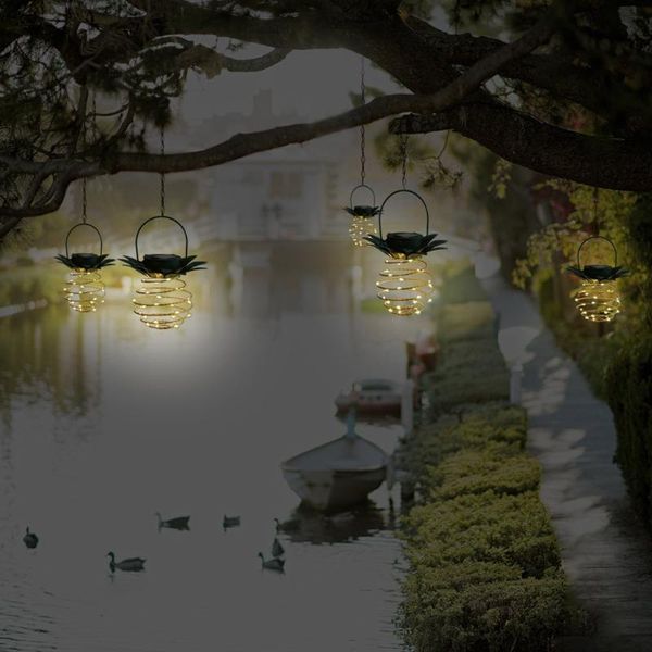 

garden decorations solar hanging light outdoor decorative landscape lanterns waterproof pineapple 24/30/60 leds string lamps for tree