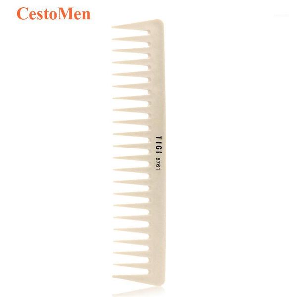 

cestomen salon hair cutting barber comb wide teeth hairdresser styling resin material anti-static plastic cutting1, Silver