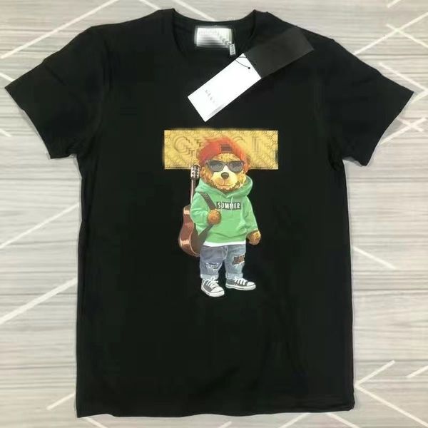 

t shirts for men cotton t-shirt round neck double thread spring summer 20ss letter high street loose trend short sleeve male clothing mens a, White;black