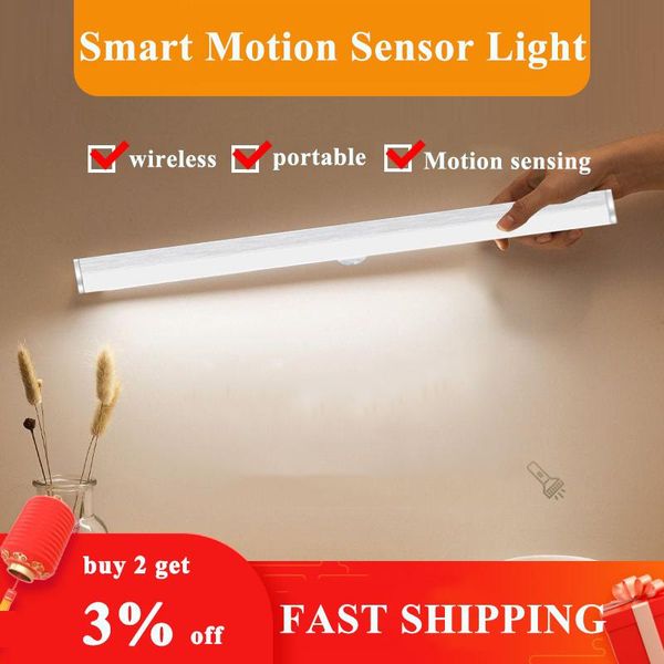 

led closet light motion sensor usb wireless portable rechargeable smart night lamp for kitchen/ stairs/bedroom/wardrobe lighting cabinet