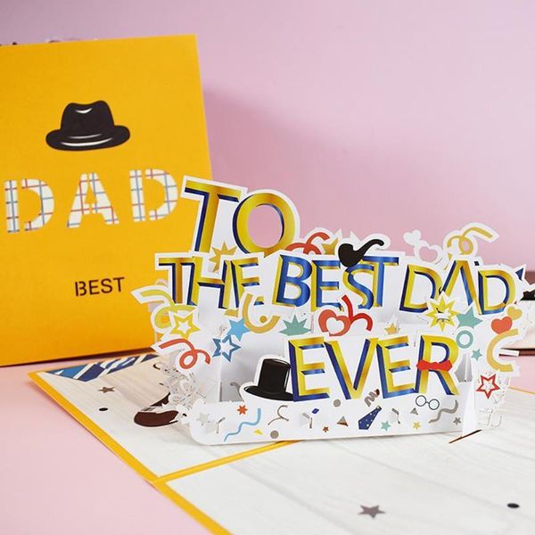 

greeting card creative 3d paper foldable blessing postcard for father's day cards