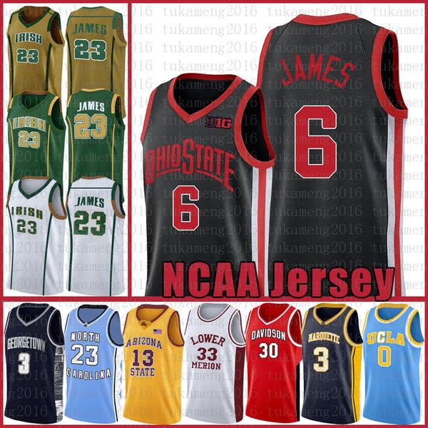 

ohio state buckeyes 6 lebron 23 james ncaa davidson wildcats college stephen 30 curry university marquette golden eagles dwyane 3 wade baske, Black