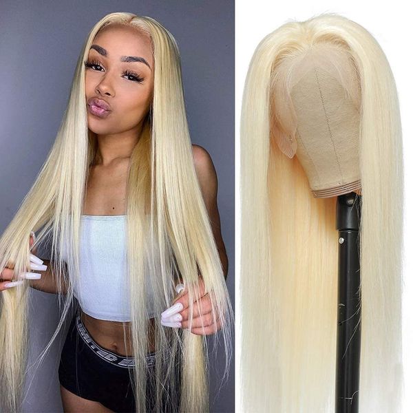 613 Sarışın Sentetik Dantel Ön Frontal Peruk Simülasyon İnsan Saç Lacefront Peruk 14 ~ 26 inç RXG9171