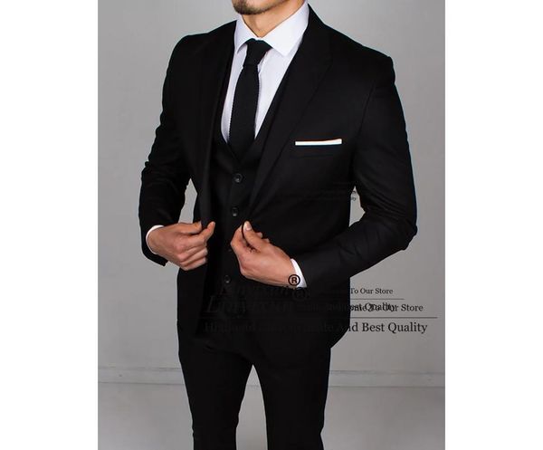 

men's suits & blazers fashion black men 3 piece professional business blazer casual slim fit office work wear jacket vest pant set cost, White;black