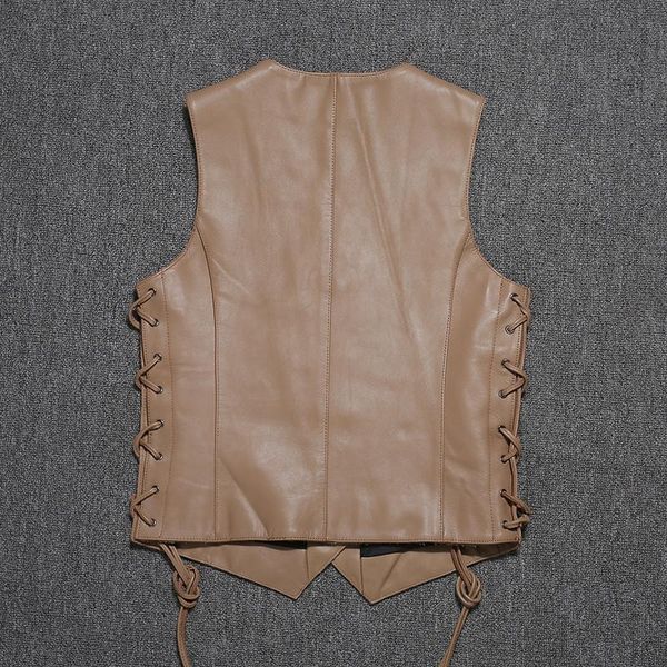 

men's vests 2021 light brown genuine leather vest men motorcycle style plus size 4xl real natural cowhide summer slim fit biker coat, Black;white