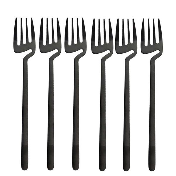 

dinnerware sets 6pcs black dinner fork flatware table decor kitchen matte spoon knife tableware cutlery desserts soup coffee use