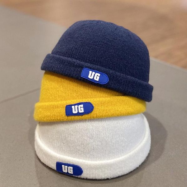

ball caps men's korean version of ins dome warm knitted hat wild street yuppie landlord winter labeling alphabet hip-hop, Blue;gray