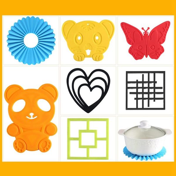 

mats & pads trivet mat silicone heart cute thick heat insulation bowl pot holder drink cup coasters non-slip
