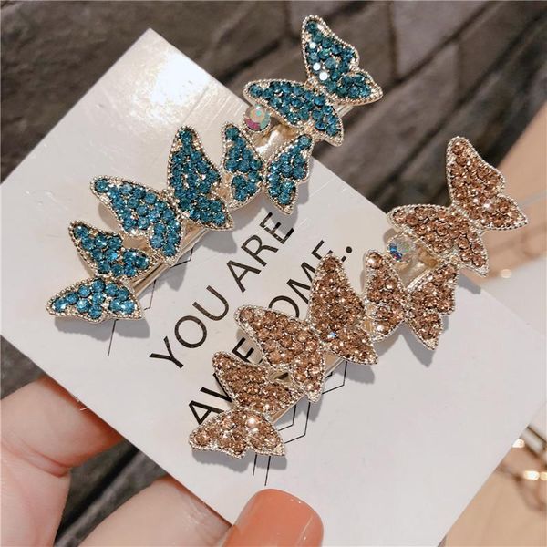 

hair clips & barrettes fashion sweet butterfly hairpins for women luxury jewelry crystal rhinestone clip pin girls headpiece accessories, Golden;silver