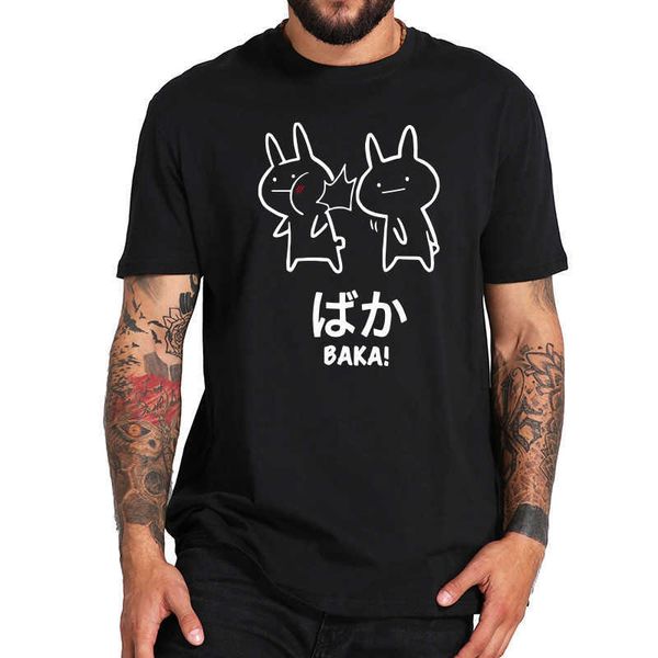 

baka rabbit slap t shirt anime japanese cute short sleeve cotton o-neck tee novelty japan tshirt eu size 210629, White;black