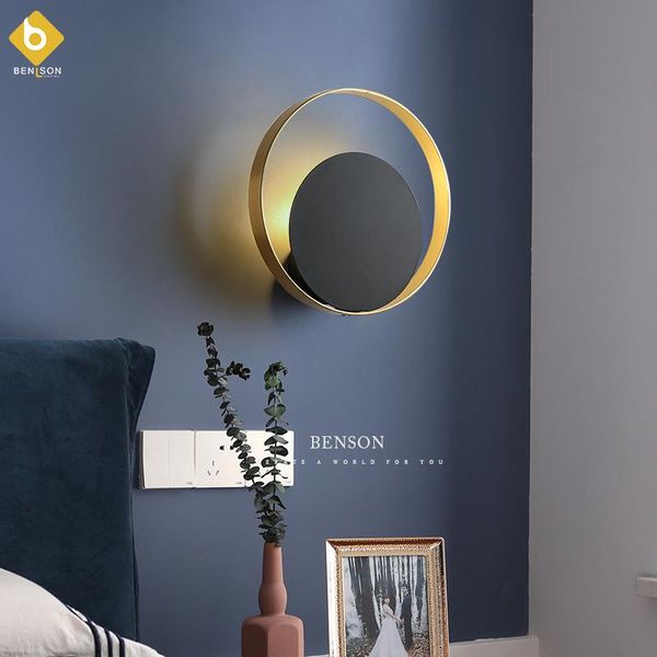 

wall lamp nordic style golden simple the study bedroom bedside led creative modern personality line exhibition hall art