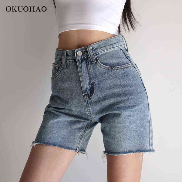

women's denim shorts female black blue high waist jeans summer harajuku vetement femme fashion woman pants 211129