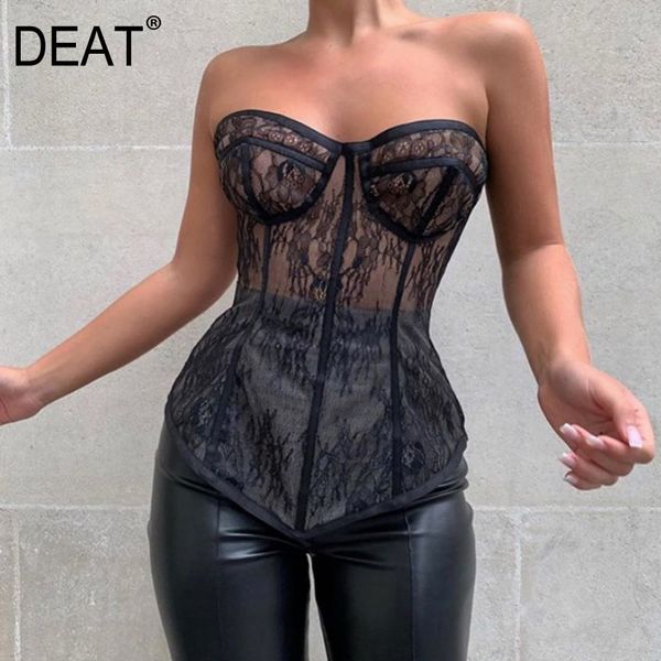 

[deat] bra lace fashion street multi wearing method shaping corset y2k clothes woman t shirts summer gx481 210428, White