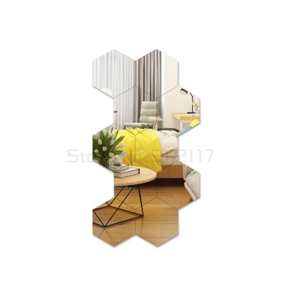 

mirrors decorative mirror wall-mounted self-adhesive wall hanging creative hexagonal stitching combination full-length