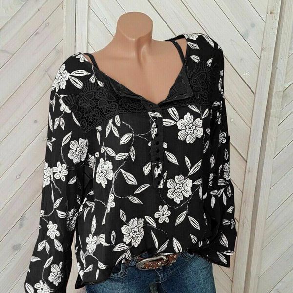 

women's blouses & shirts floral print shirt casual long sleeve button v neck blouse plus size elegant jacquard chic korean style, White