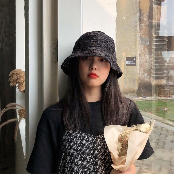 

lace fairy fisherman's hat women's korean versatile fashion summer thin flower hollow out sun hat sunscreen hat, Blue;gray
