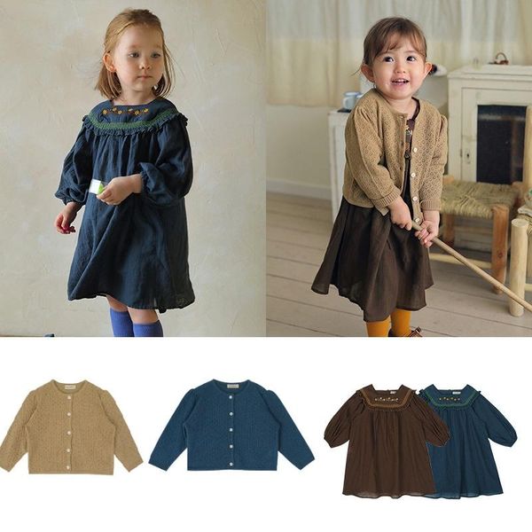 

pullover girl sweater 2021 autumn high waist cardigan fashion children's clothes dress clothing, Blue