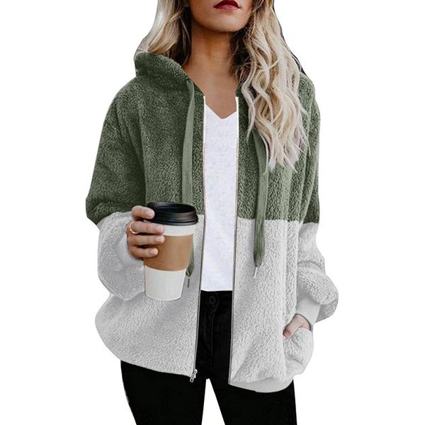 

women's hoodies & sweatshirts winter coats harajuku style hooded women loose casual warm zip up pullover female long-sleeve hoodie, Black