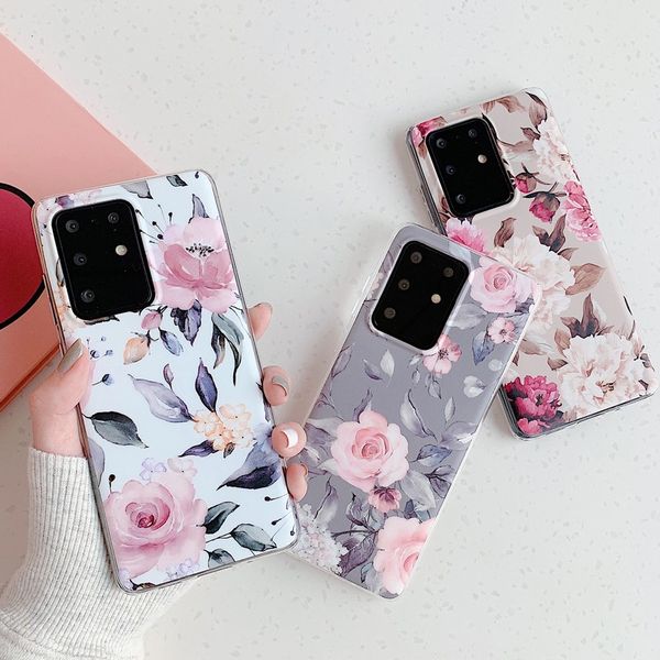 

vintage retro flower rose phone cases soft silicone for samsung galaxy s10 s10e s20 s21 fe plus ultra note10 note20 shockproof tpu shell cov