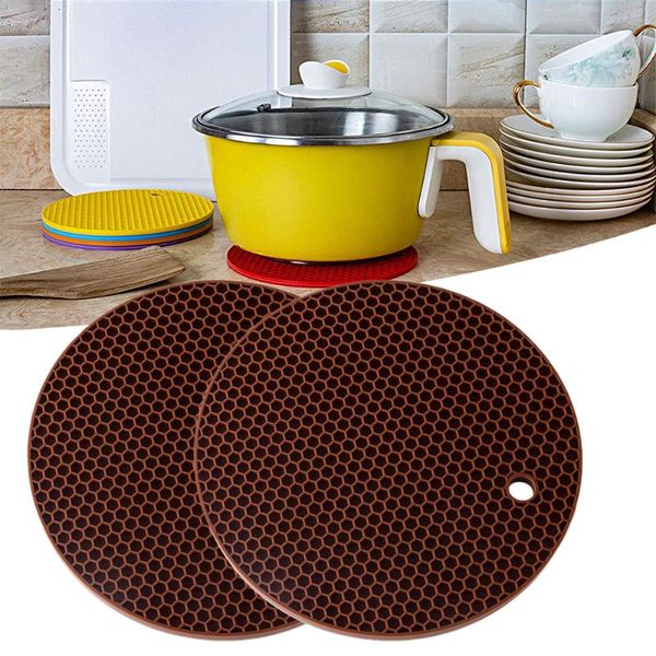 

mats & pads silicone pot holders round heat resistant coffee mug glass beverage holder pad table placemat for kitchen accessories tool