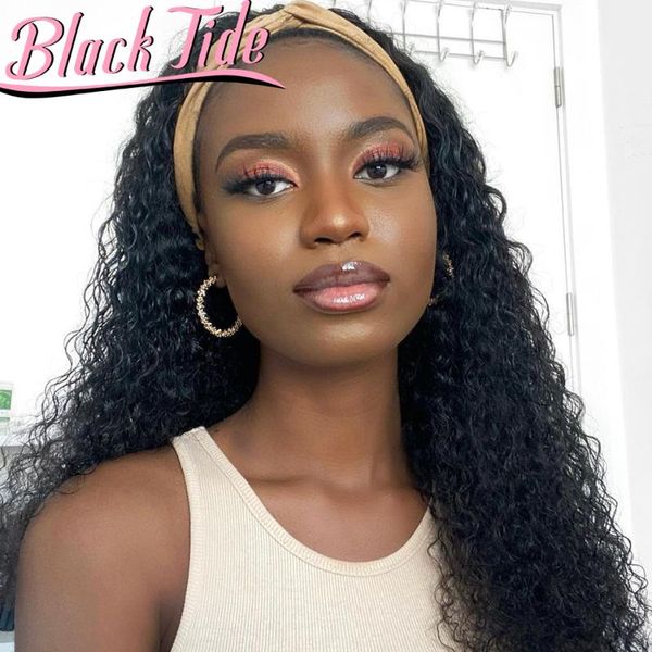 

hair bulks head band human curly headband kinky 150%, Black