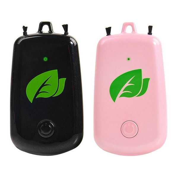 

eas-2 pcs hanging neck air purifier, wearable car oxygen bar, usb rechargeable negative ion purifier pink & black purifiers