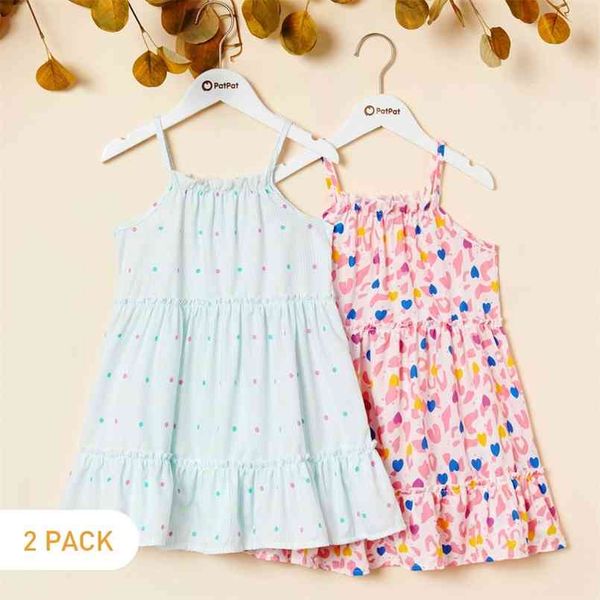

toddler girl polka dots leopard love print sling dress 210528, Red;yellow