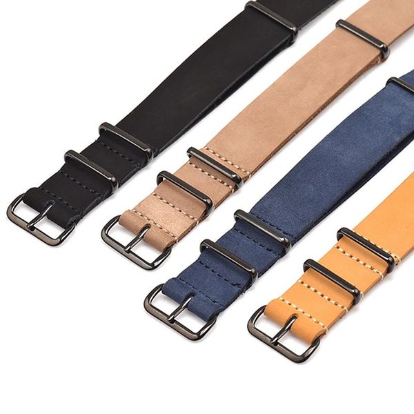 

watch bands strap vintage leather tri-ring fixed 24mm18mm accessories, Black;brown