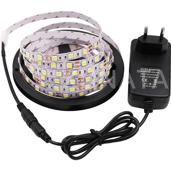 

strip light smd 60leds/m flexible tape ribbon rope with power supply cold white warm blue for home decoration strips led