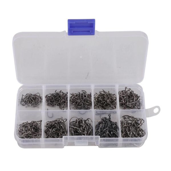 

500pcs/box carbon steel fishing hooks 3#-12# mixed size barbed jig carp head hook