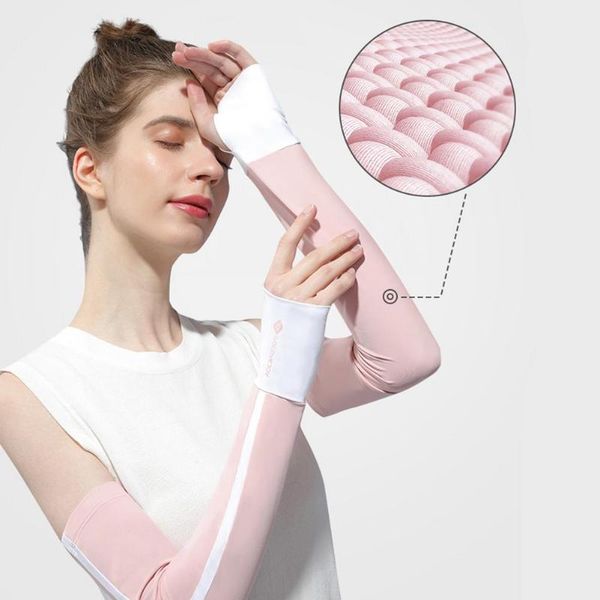 

elbow & knee pads 1pair arm sleeve women's cooling uv sun protection sports ice silk protect, Black;gray