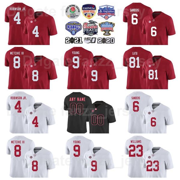

ncaa college football alabama crimson tide jersey 9 bryce young 4 brian robinson jr 6 trey sanders 23 roydell williams 8 john metchie iii 81, Black