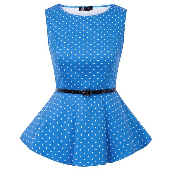 

crew neck peplum women shirt hem party casual sleeveless elegant, White