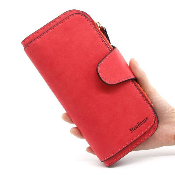 

annsleo wallet for women leather card holder clutch casual female wallets zipper pocket hasp ladies soft purse, Red;black