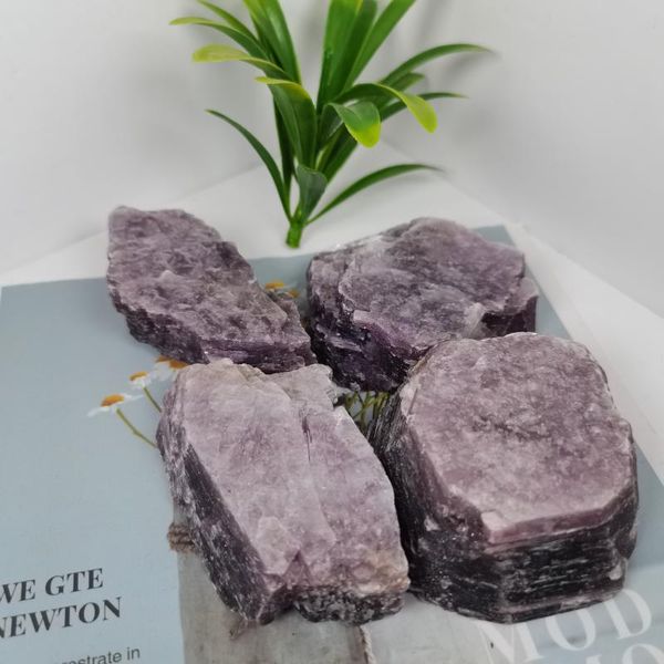

decorative objects & figurines 1pcs natural lepidolite crystal slice rough ziyun mother rock stones luminous specimen purple mica for decora