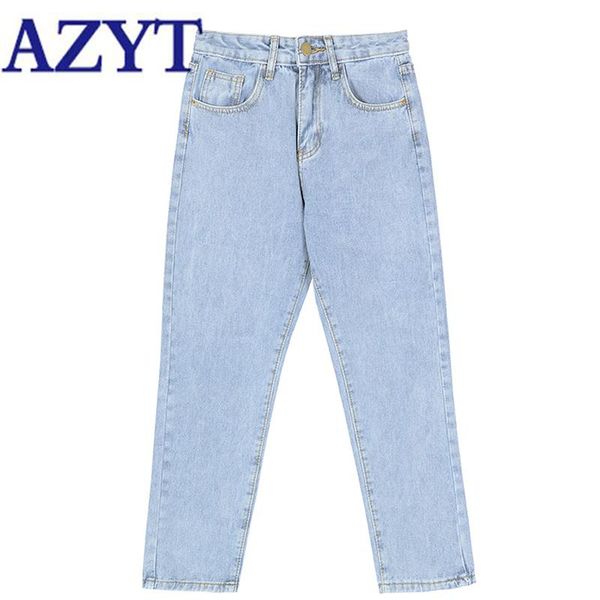 

spring autumn solid color jeans female 2021 casual streetwear high waist denim pants women ankle-length straight women's, Blue