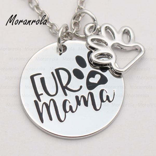 

pendant necklaces arrive "fur mama"copper necklace keychain charm pet jewelry dog cat mom mother's day gift - necklack, Silver